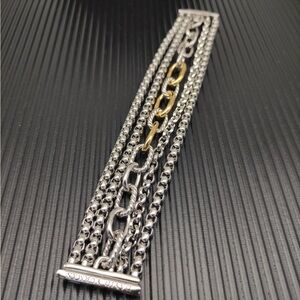 David Yurman Multi-Row Mixed Metal Bracelet